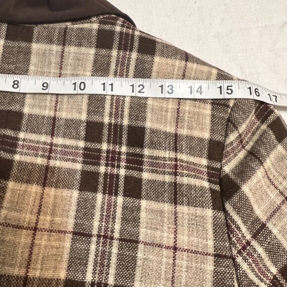 That's Me USA Women's Plaid Wool Blend Blazer Jacket Brown Beige Check Size 11 - Picture 10 of 11